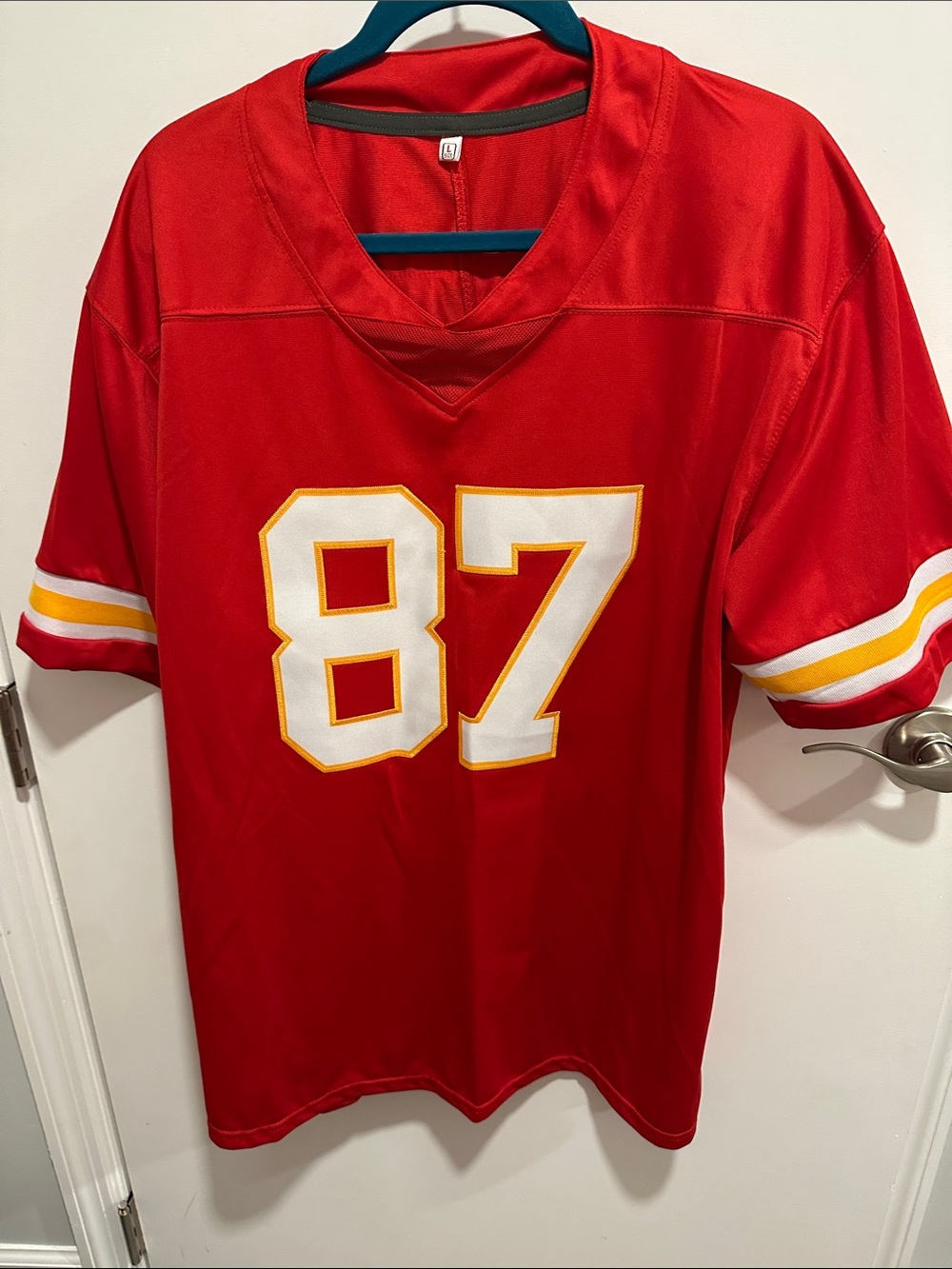 Red Men's Sports Jersey with Number 87 Travis Kelce